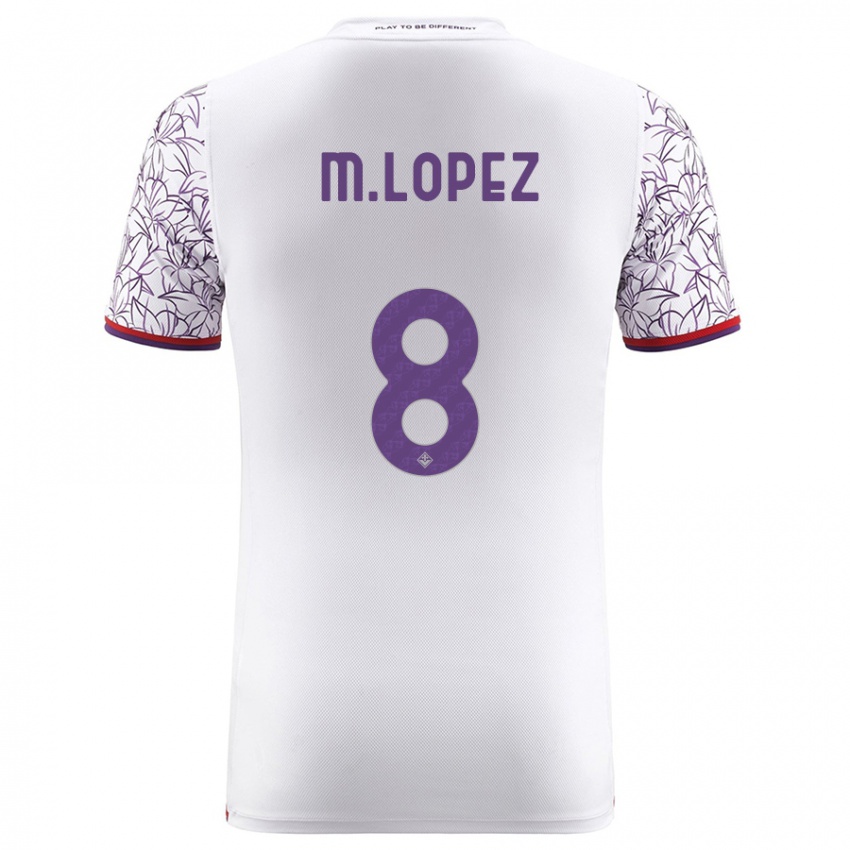 Mujer Camiseta Maxime Lopez #8 Blanco 2ª Equipación 2023/24 La Camisa Argentina