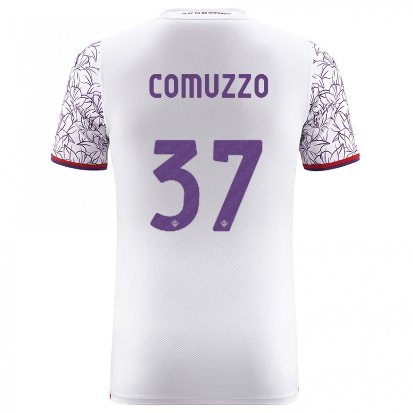 Mujer Camiseta Pietro Comuzzo #37 Blanco 2ª Equipación 2023/24 La Camisa Argentina