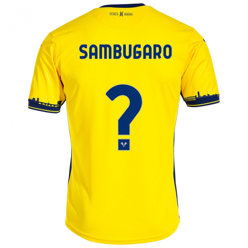 Mujer Camiseta Mattia Sambugaro #0 Amarillo 2ª Equipación 2023/24 La Camisa Argentina