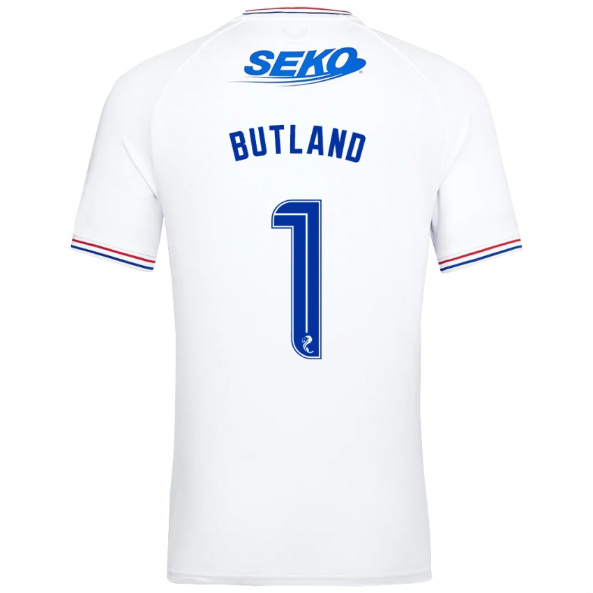 Mujer Camiseta Jack Butland #1 Blanco 2ª Equipación 2023/24 La Camisa Argentina