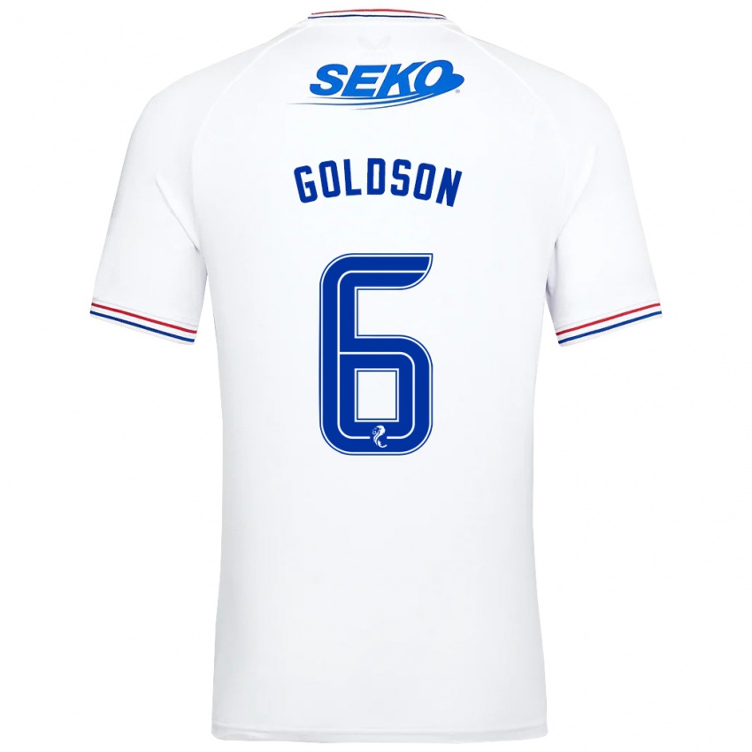 Mujer Camiseta Connor Goldson #6 Blanco 2ª Equipación 2023/24 La Camisa Argentina