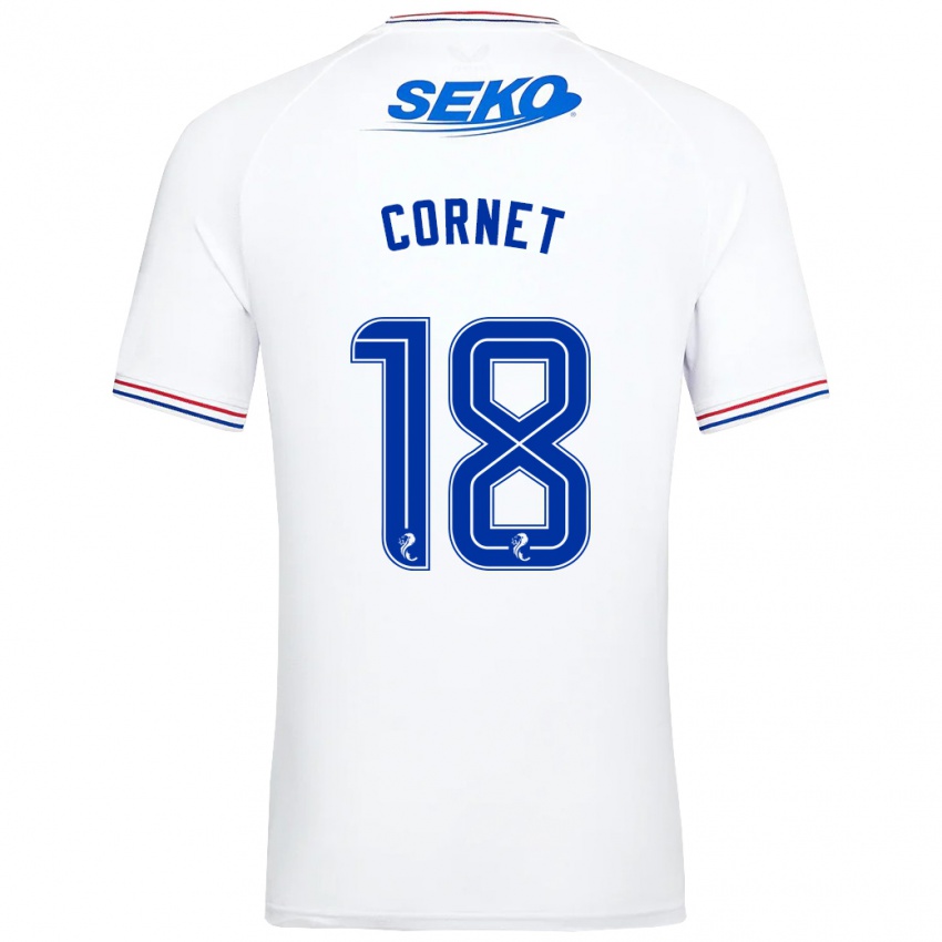 Mujer Camiseta Chelsea Cornet #18 Blanco 2ª Equipación 2023/24 La Camisa Argentina