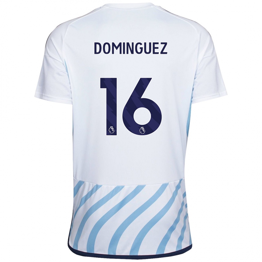Mujer Camiseta Nicolas Dominguez #16 Blanco Azul 2ª Equipación 2023/24 La Camisa Argentina