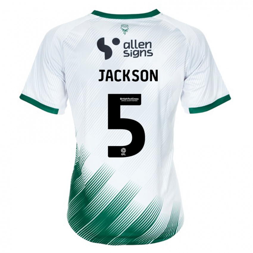 Mujer Camiseta Adam Jackson #5 Blanco 2ª Equipación 2023/24 La Camisa Argentina