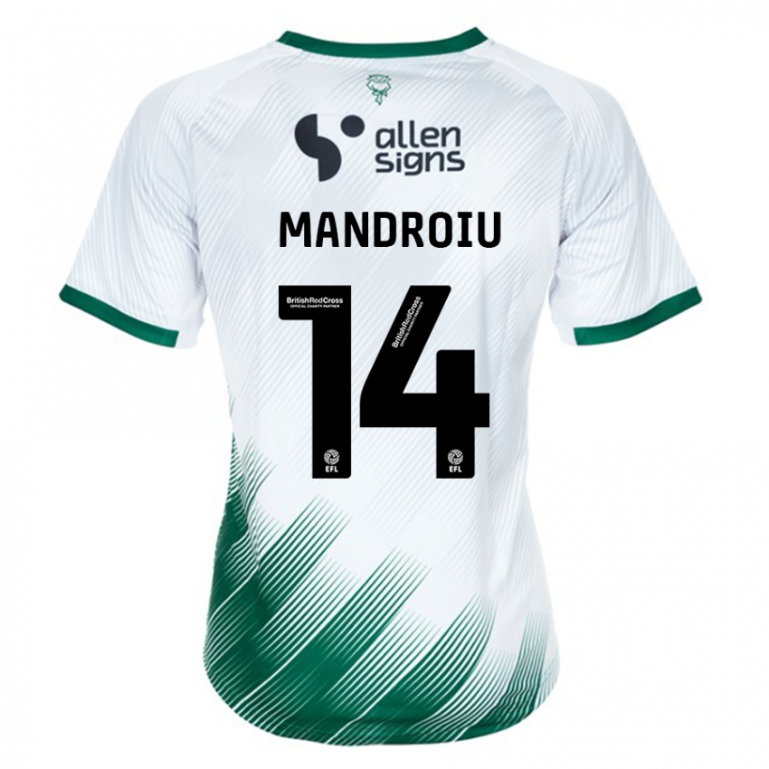 Mujer Camiseta Daniel Mandroiu #14 Blanco 2ª Equipación 2023/24 La Camisa Argentina
