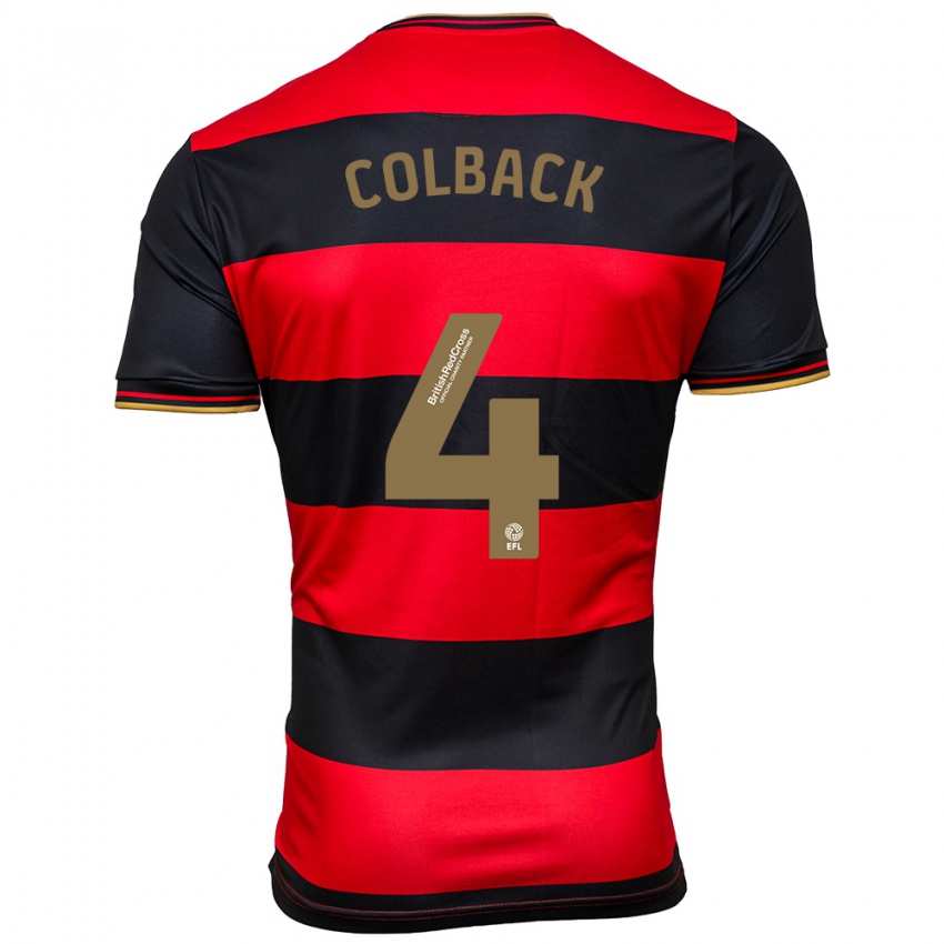 Mujer Camiseta Jack Colback #4 Negro Rojo 2ª Equipación 2023/24 La Camisa Argentina