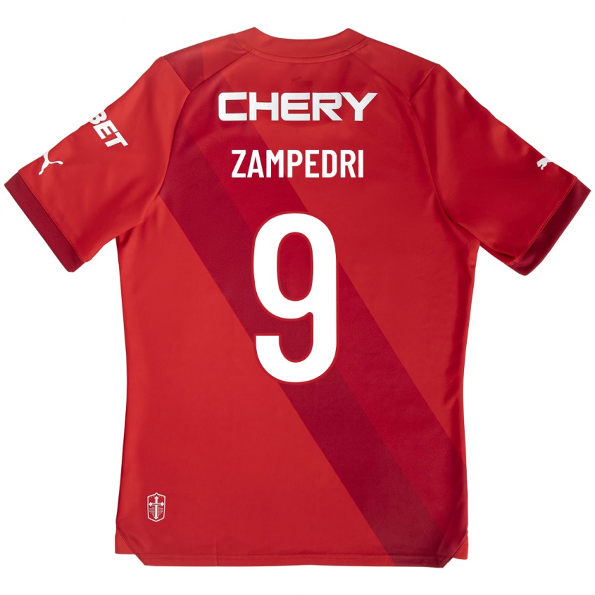 Mujer Camiseta Fernando Zampedri #9 Rojo 2ª Equipación 2023/24 La Camisa Argentina
