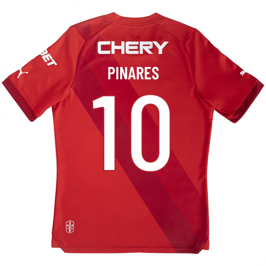 Mujer Camiseta Cesar Pinares #10 Rojo 2ª Equipación 2023/24 La Camisa Argentina