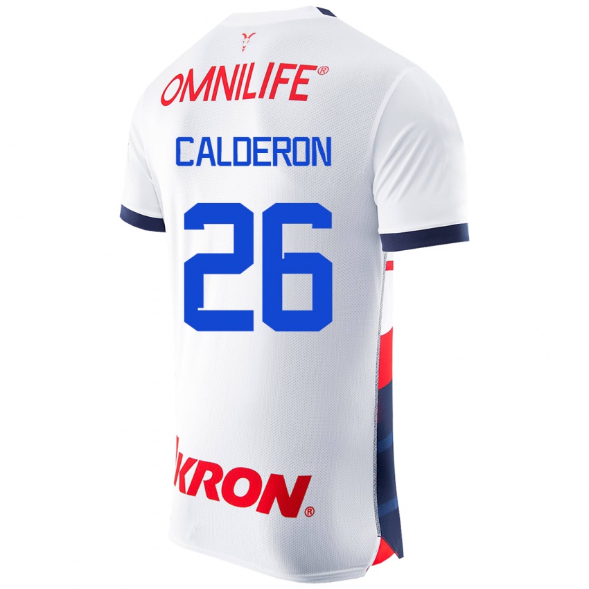 Mujer Camiseta Cristian Calderón #26 Blanco 2ª Equipación 2023/24 La Camisa Argentina