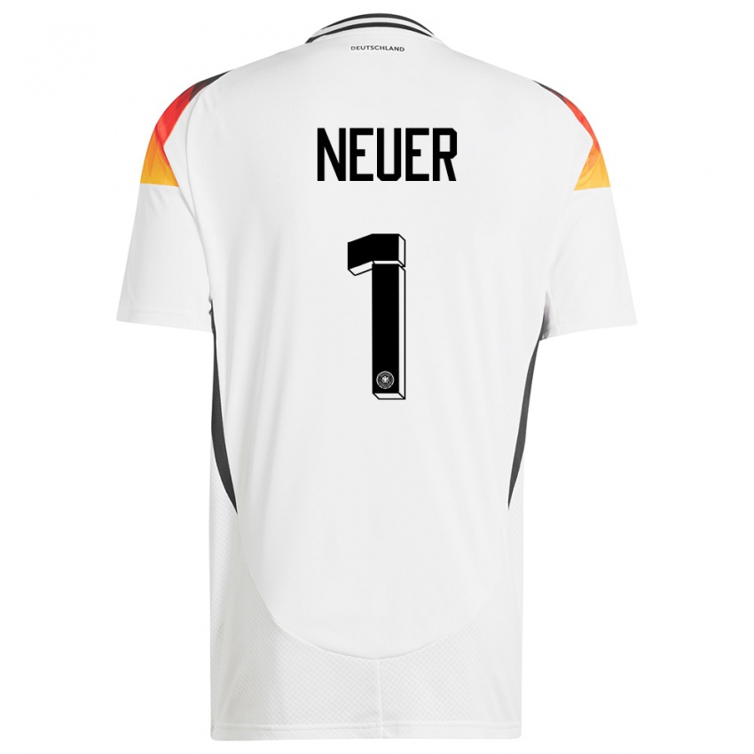 Niño Camiseta Alemania Manuel Neuer #1 Blanco 1ª Equipación 24-26 La Camisa Argentina