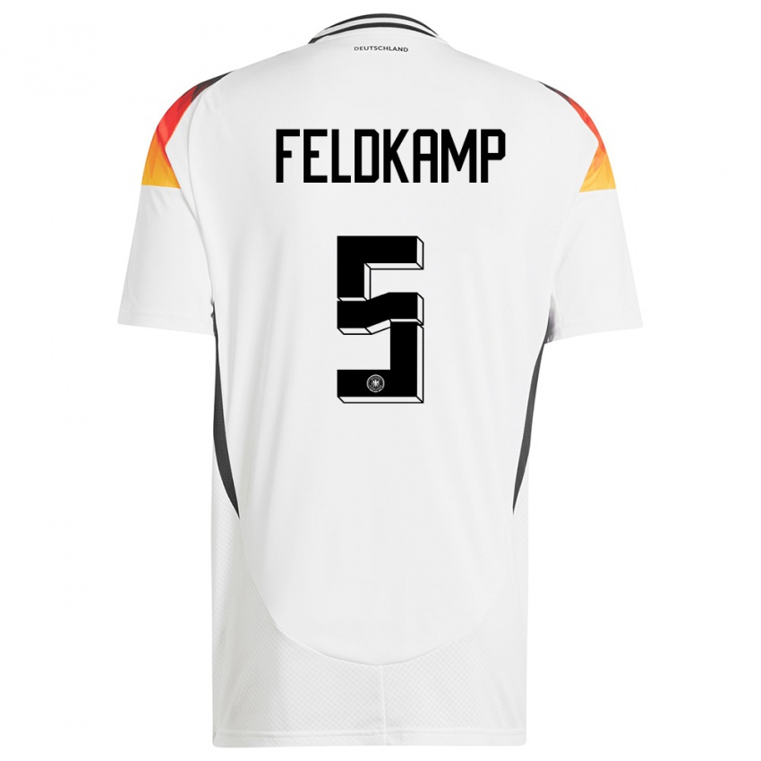 Niño Camiseta Alemania Jana Feldkamp #5 Blanco 1ª Equipación 24-26 La Camisa Argentina