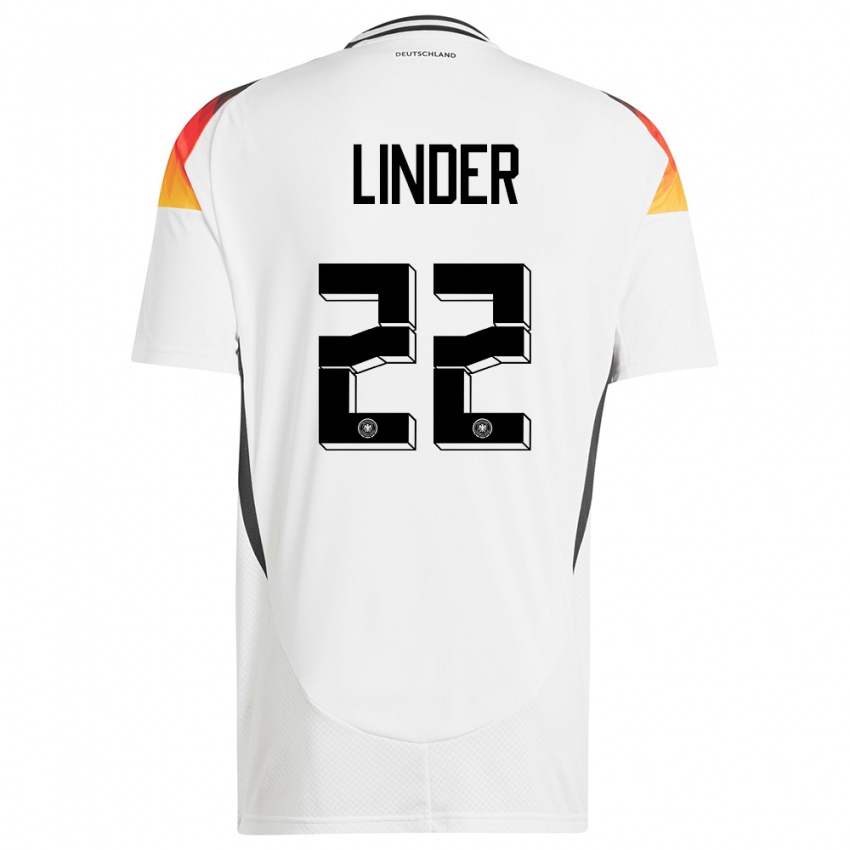 Niño Camiseta Alemania Sarai Linder #22 Blanco 1ª Equipación 24-26 La Camisa Argentina