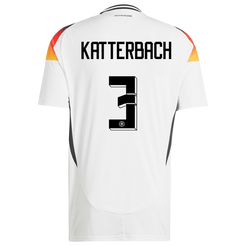 Niño Camiseta Alemania Noah Katterbach #3 Blanco 1ª Equipación 24-26 La Camisa Argentina