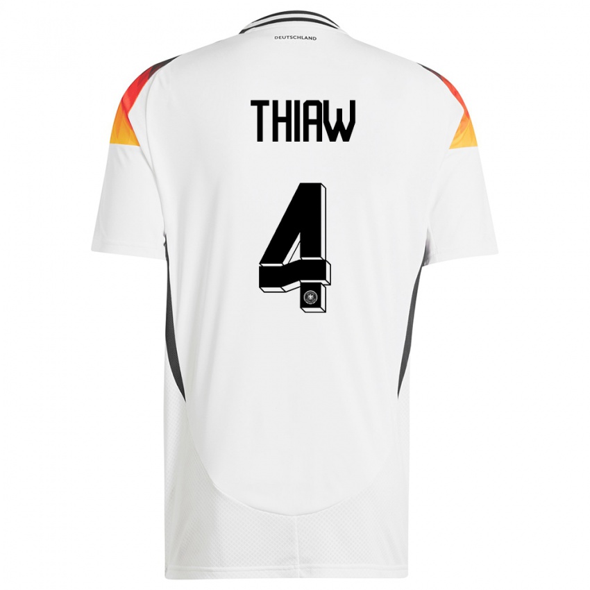 Niño Camiseta Alemania Malick Thiaw #4 Blanco 1ª Equipación 24-26 La Camisa Argentina