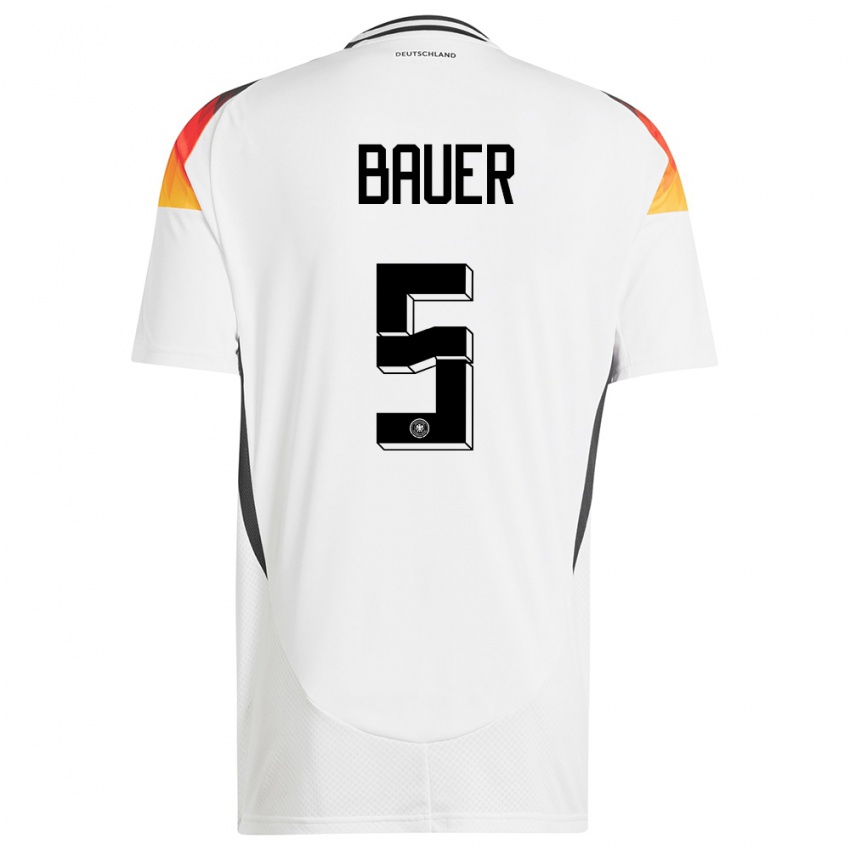 Niño Camiseta Alemania Maximilian Bauer #5 Blanco 1ª Equipación 24-26 La Camisa Argentina