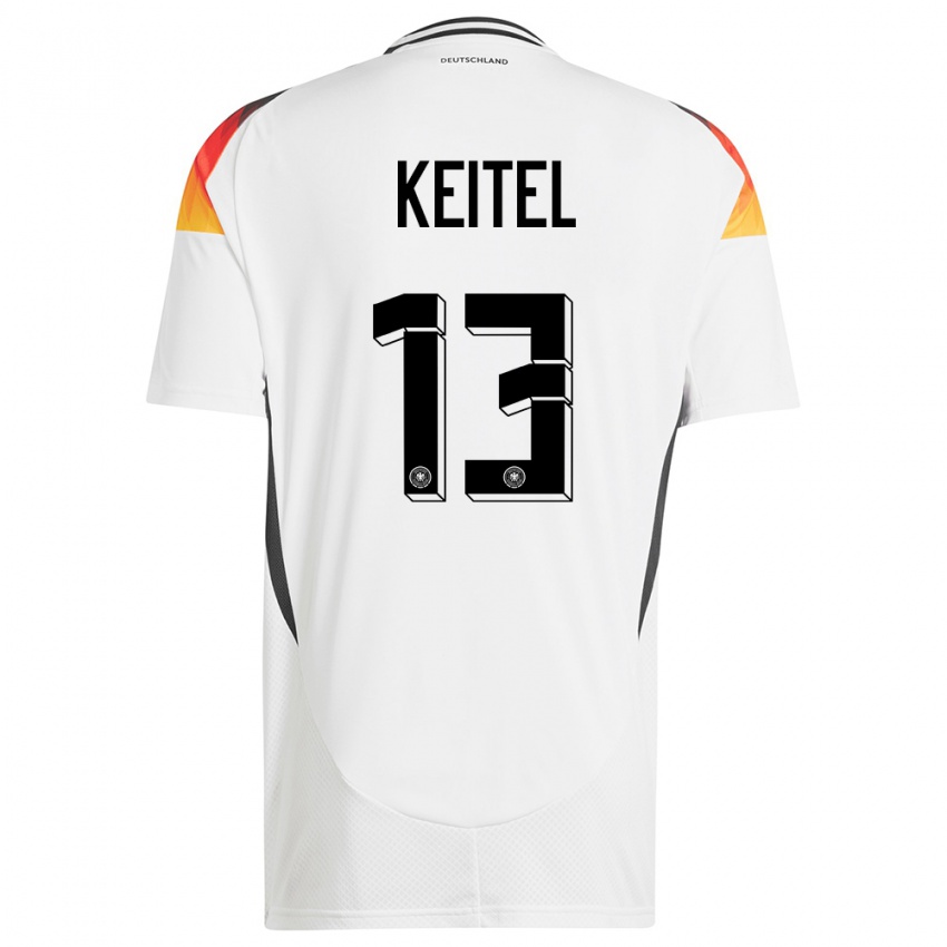 Niño Camiseta Alemania Yannik Keitel #13 Blanco 1ª Equipación 24-26 La Camisa Argentina