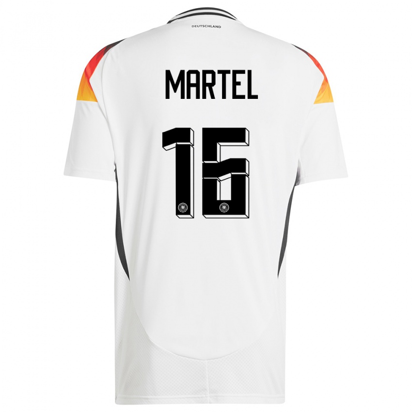 Niño Camiseta Alemania Eric Martel #16 Blanco 1ª Equipación 24-26 La Camisa Argentina