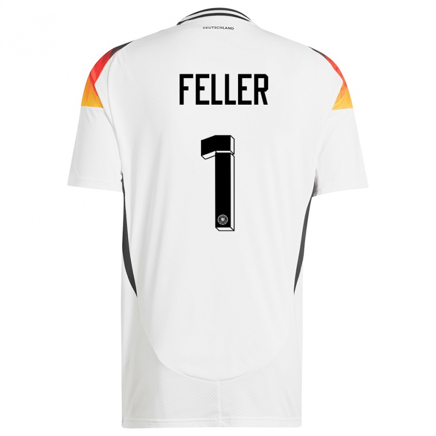 Niño Camiseta Alemania Frank Feller #1 Blanco 1ª Equipación 24-26 La Camisa Argentina