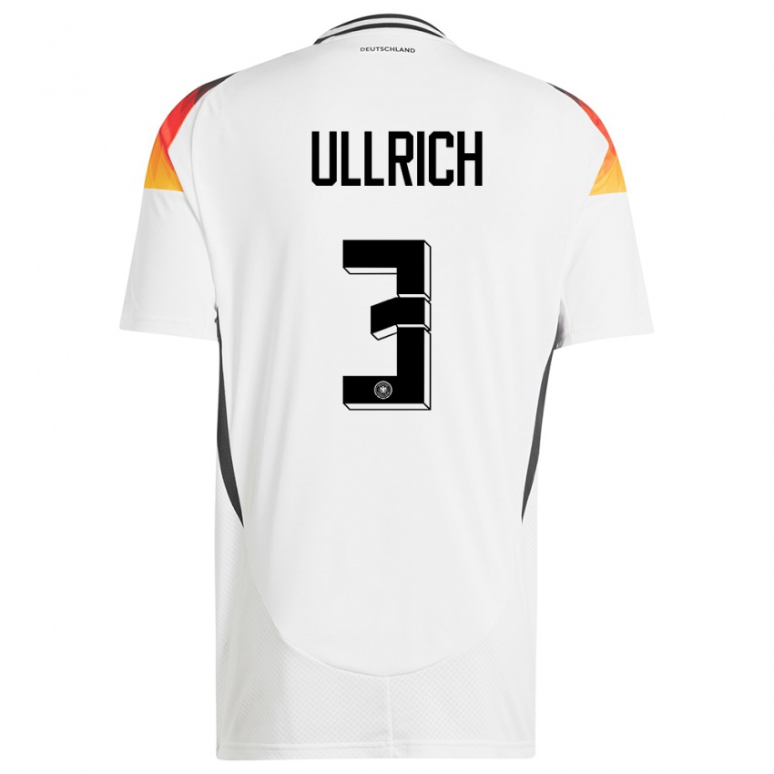 Niño Camiseta Alemania Lukas Ullrich #3 Blanco 1ª Equipación 24-26 La Camisa Argentina