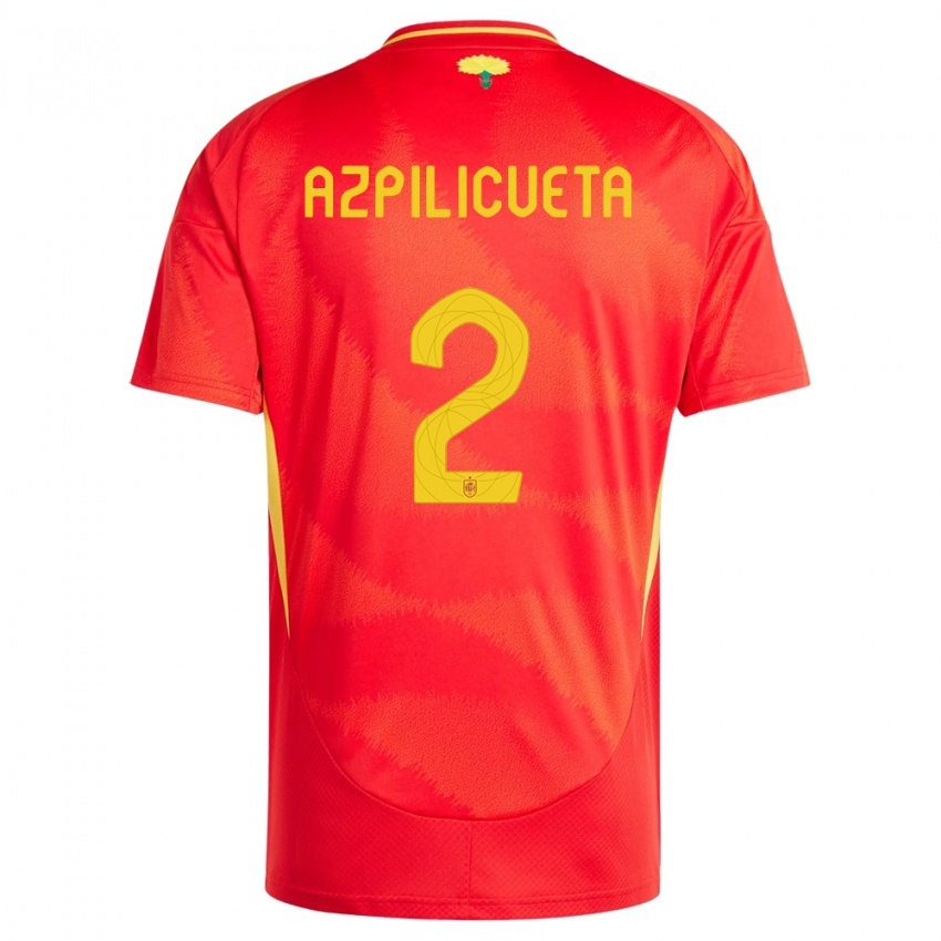 Niño Camiseta España Cesar Azpilicueta #2 Rojo 1ª Equipación 24-26 La Camisa Argentina