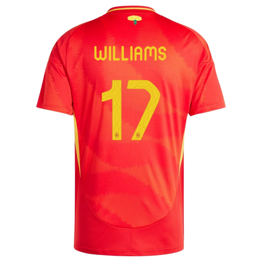 Niño Camiseta España Nico Williams #17 Rojo 1ª Equipación 24-26 La Camisa Argentina