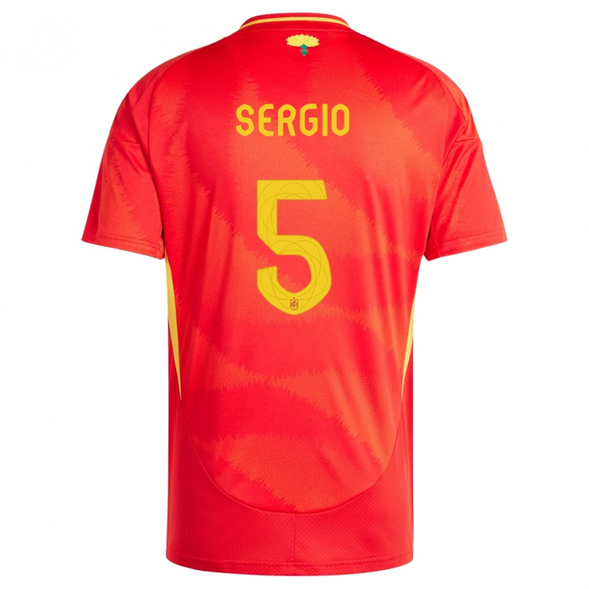 Niño Camiseta España Sergio Busquets #5 Rojo 1ª Equipación 24-26 La Camisa Argentina