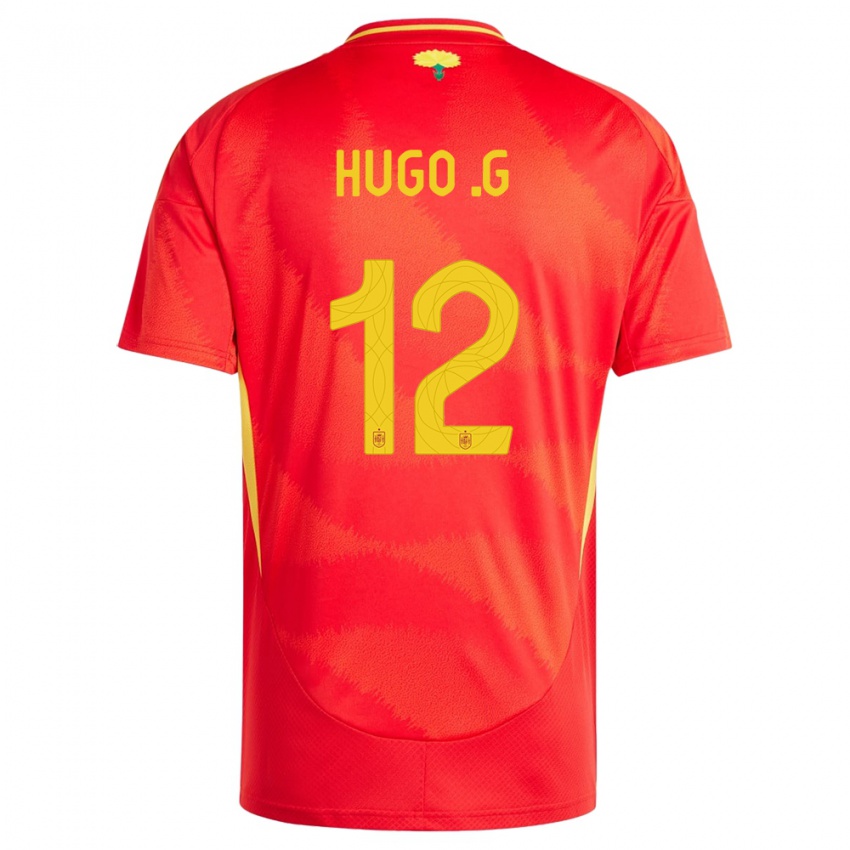 Niño Camiseta España Hugo Guillamon #12 Rojo 1ª Equipación 24-26 La Camisa Argentina