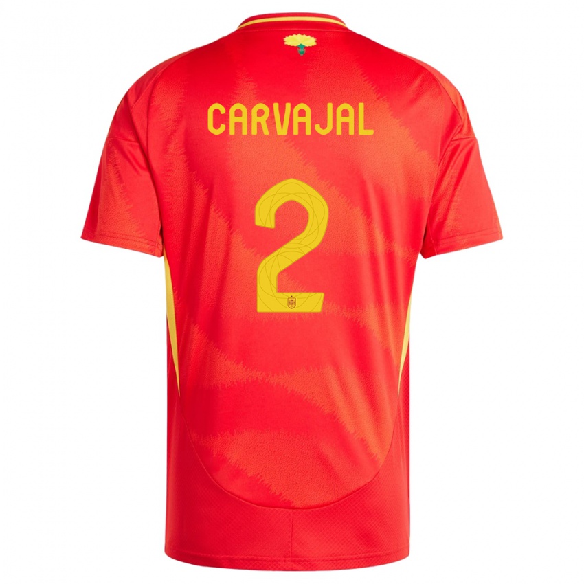 Niño Camiseta España Daniel Carvajal #2 Rojo 1ª Equipación 24-26 La Camisa Argentina