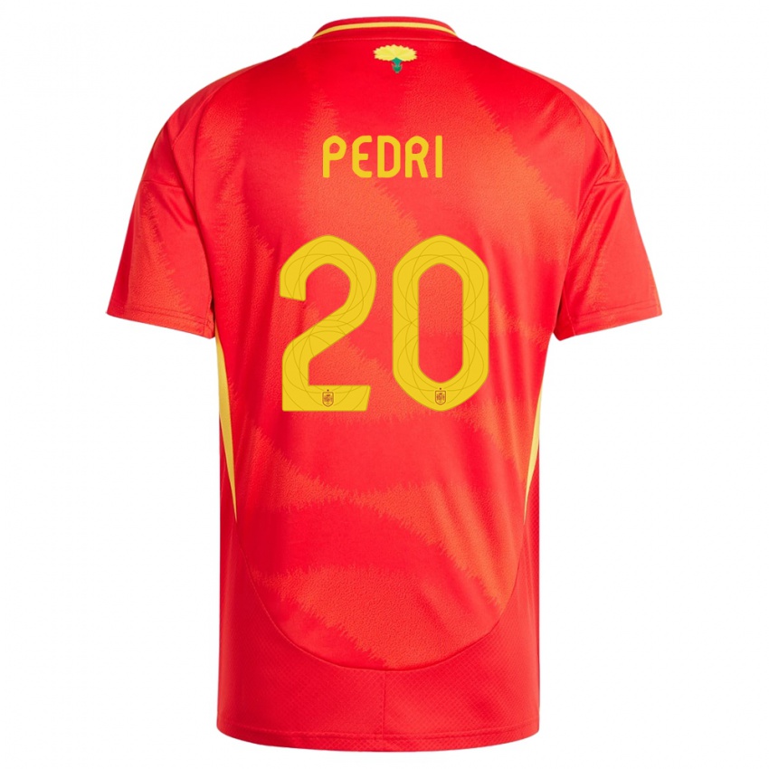Niño Camiseta España Pedri #20 Rojo 1ª Equipación 24-26 La Camisa Argentina