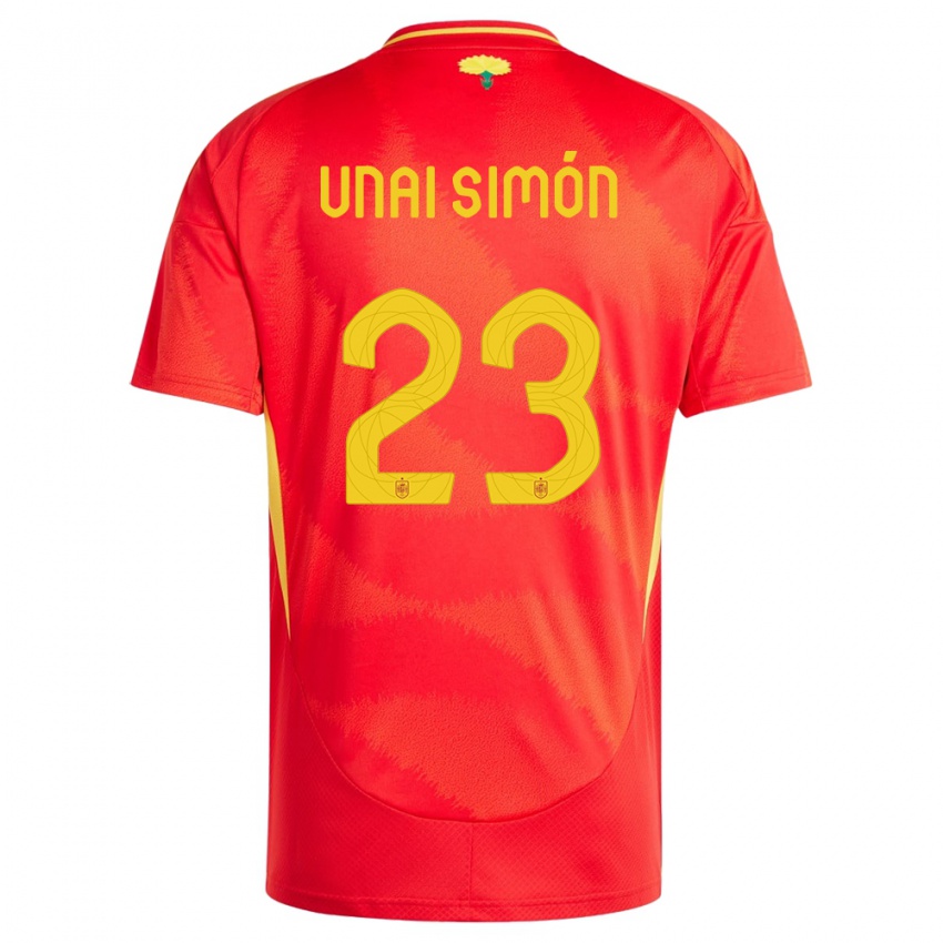 Niño Camiseta España Unai Simon #23 Rojo 1ª Equipación 24-26 La Camisa Argentina