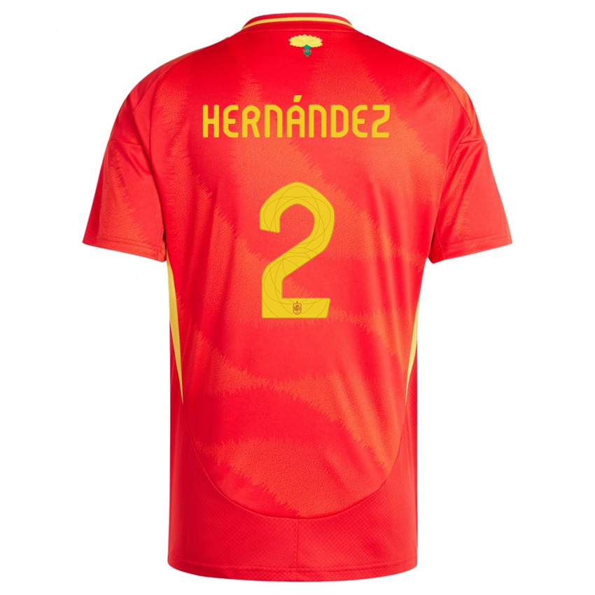 Niño Camiseta España Oihane Hernandez #2 Rojo 1ª Equipación 24-26 La Camisa Argentina