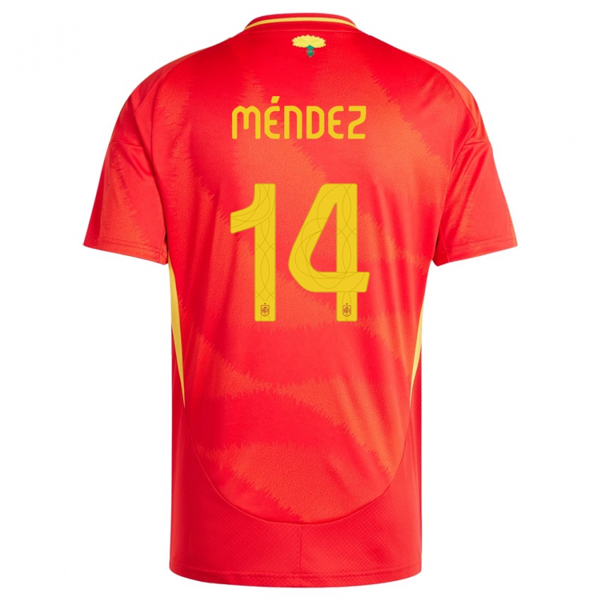 Niño Camiseta España Maria Mendez #14 Rojo 1ª Equipación 24-26 La Camisa Argentina