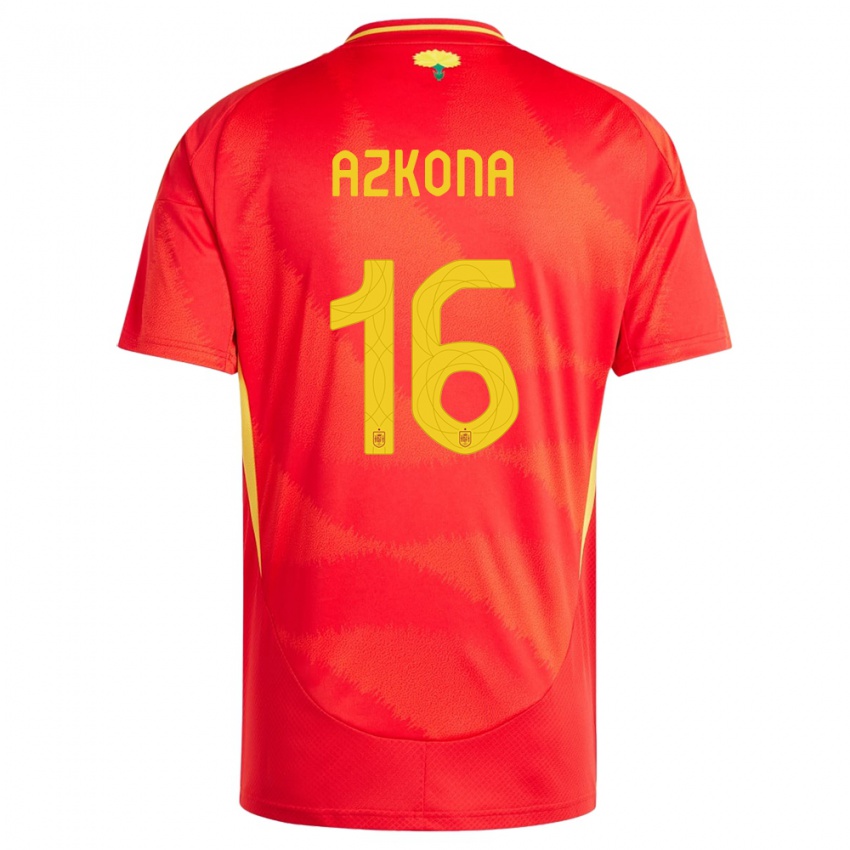 Niño Camiseta España Ane Azkona #16 Rojo 1ª Equipación 24-26 La Camisa Argentina