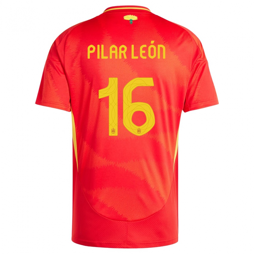 Niño Camiseta España Maria Pilar Leon #16 Rojo 1ª Equipación 24-26 La Camisa Argentina