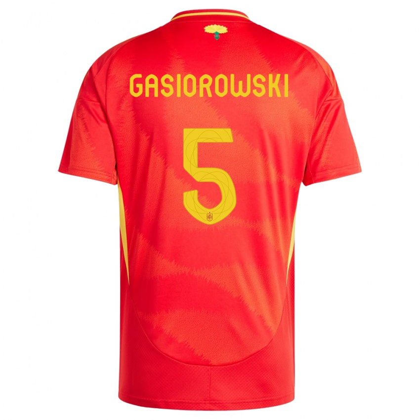 Niño Camiseta España Yarek Gasiorowski #5 Rojo 1ª Equipación 24-26 La Camisa Argentina