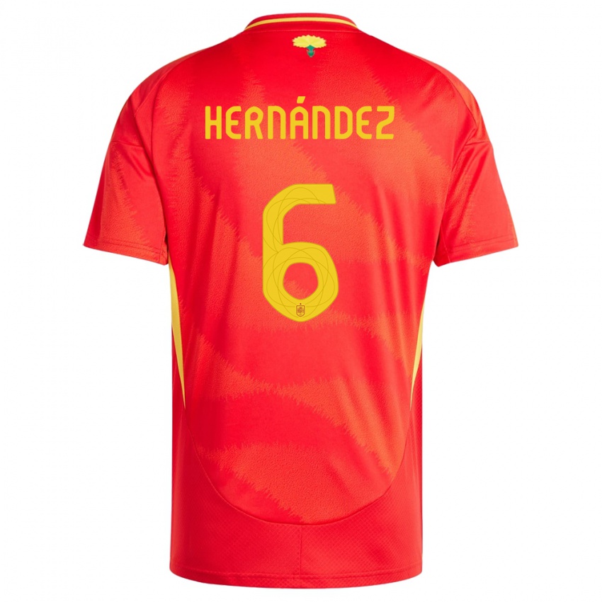 Niño Camiseta España Gerard Hernandez #6 Rojo 1ª Equipación 24-26 La Camisa Argentina