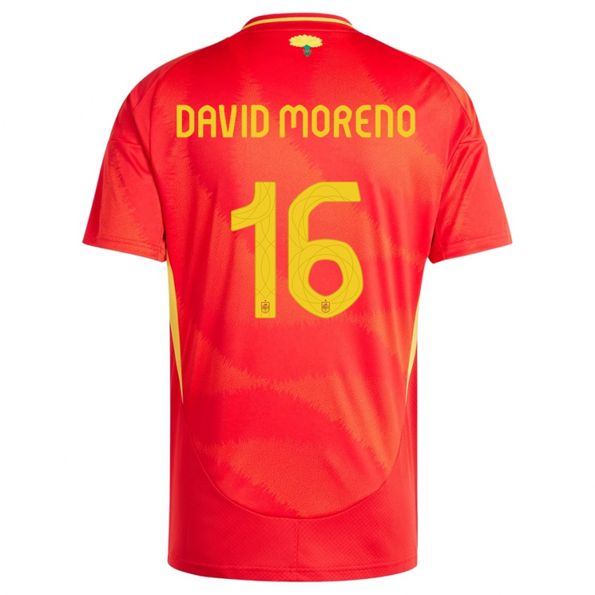 Niño Camiseta España Antonio David Moreno #16 Rojo 1ª Equipación 24-26 La Camisa Argentina