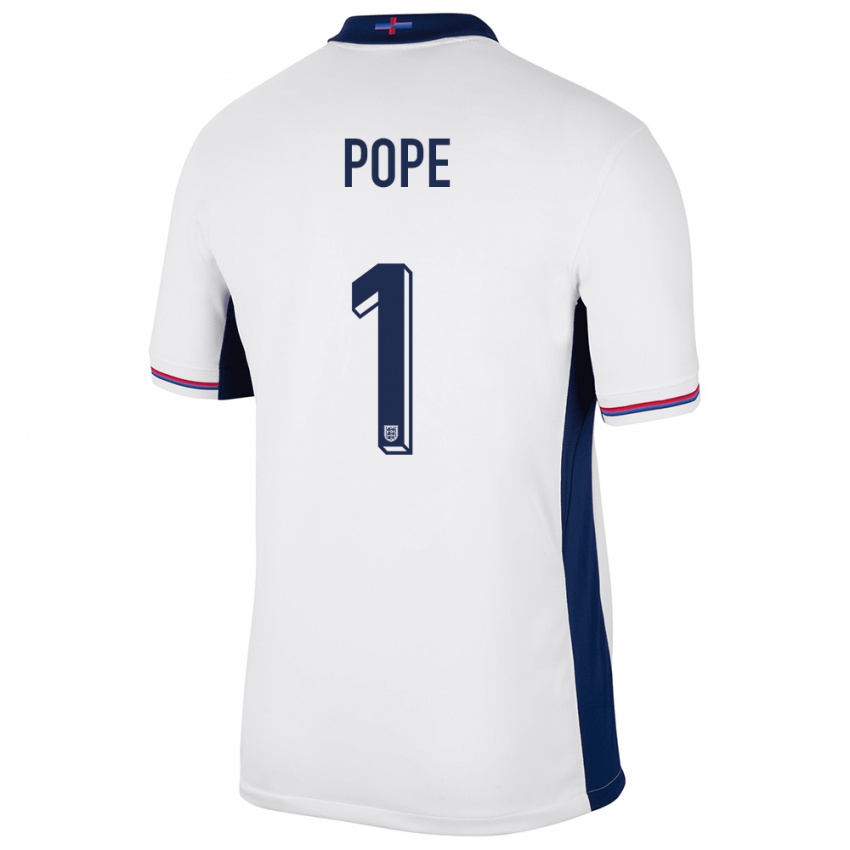 Niño Camiseta Inglaterra Nick Pope #1 Blanco 1ª Equipación 24-26 La Camisa Argentina