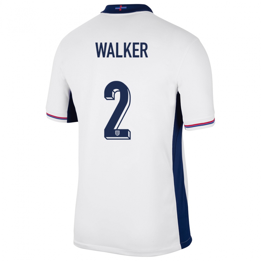 Niño Camiseta Inglaterra Kyle Walker #2 Blanco 1ª Equipación 24-26 La Camisa Argentina