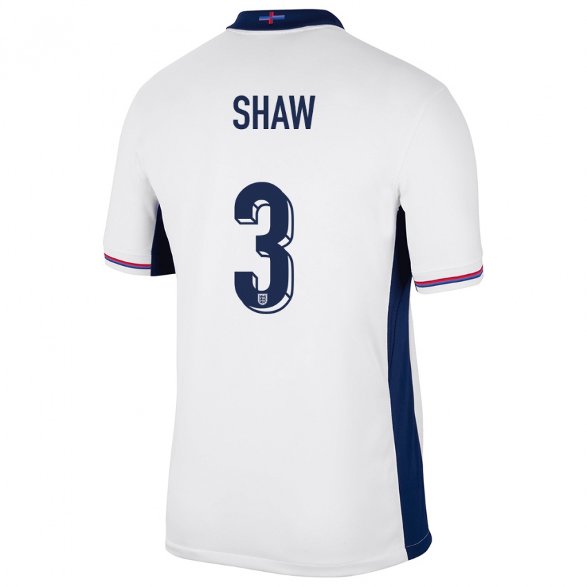 Niño Camiseta Inglaterra Luke Shaw #3 Blanco 1ª Equipación 24-26 La Camisa Argentina