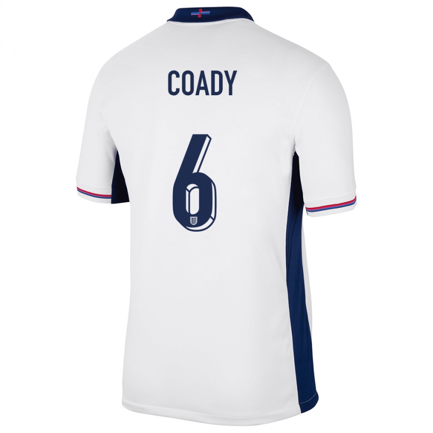 Niño Camiseta Inglaterra Conor Coady #6 Blanco 1ª Equipación 24-26 La Camisa Argentina