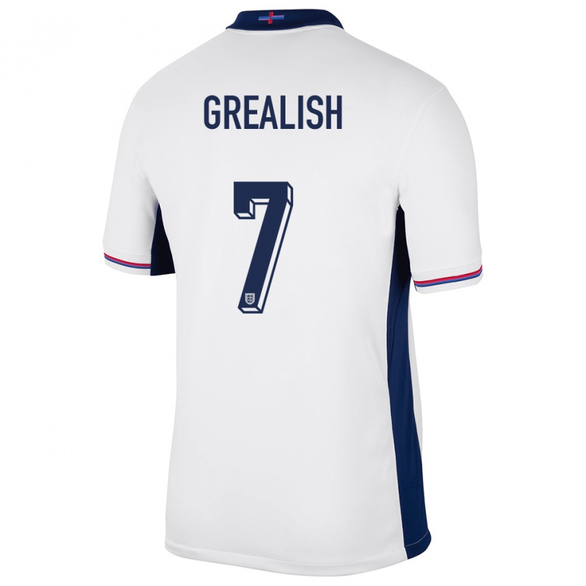 Niño Camiseta Inglaterra Jack Grealish #7 Blanco 1ª Equipación 24-26 La Camisa Argentina