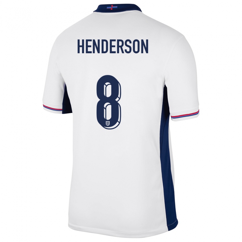 Niño Camiseta Inglaterra Jordan Henderson #8 Blanco 1ª Equipación 24-26 La Camisa Argentina