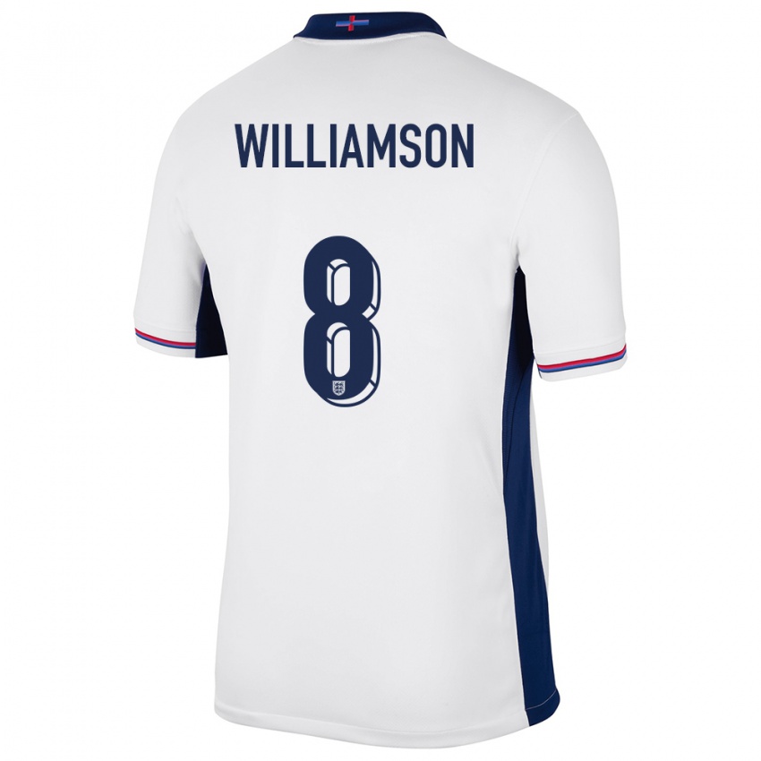 Niño Camiseta Inglaterra Leah Williamson #8 Blanco 1ª Equipación 24-26 La Camisa Argentina