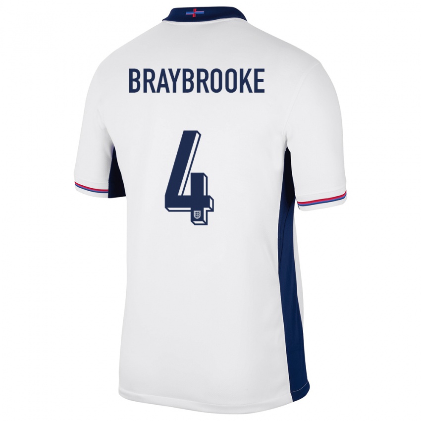 Niño Camiseta Inglaterra Samuel Braybrooke #4 Blanco 1ª Equipación 24-26 La Camisa Argentina