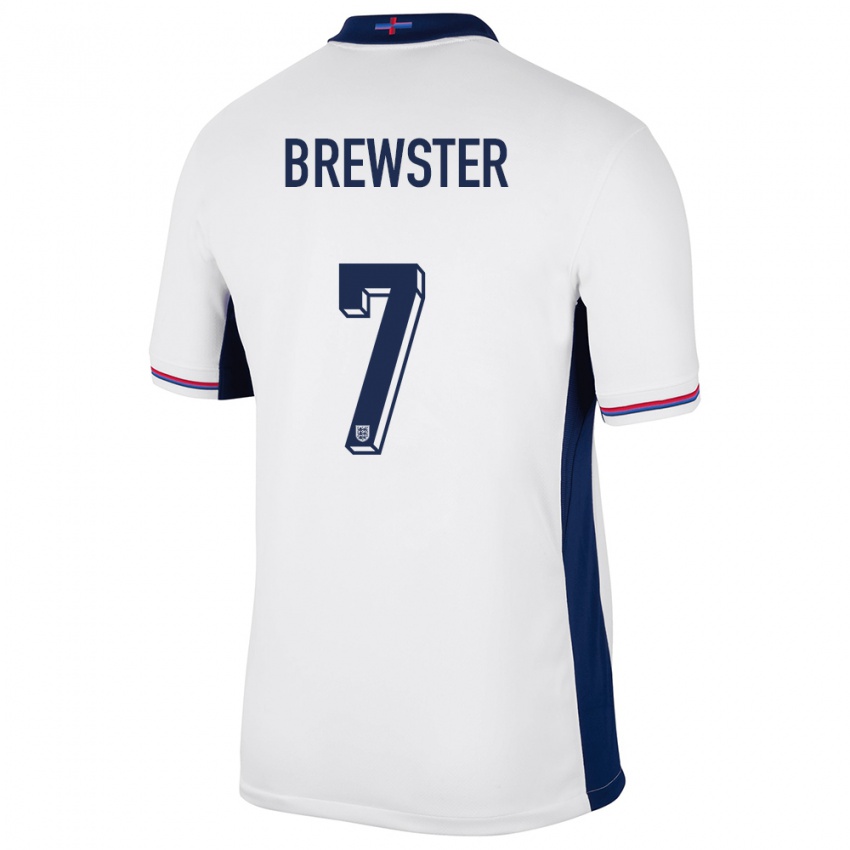 Niño Camiseta Inglaterra Rhian Brewster #7 Blanco 1ª Equipación 24-26 La Camisa Argentina