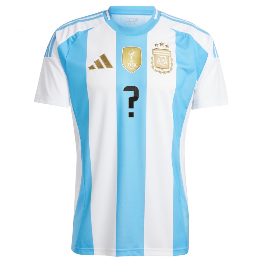 Niño Camiseta Argentina Su Nombre #0 Blanco Azul 1ª Equipación 24-26 La Camisa Argentina