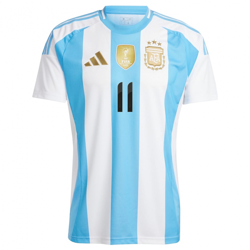 Niño Camiseta Argentina Angel Di Maria #11 Blanco Azul 1ª Equipación 24-26 La Camisa Argentina