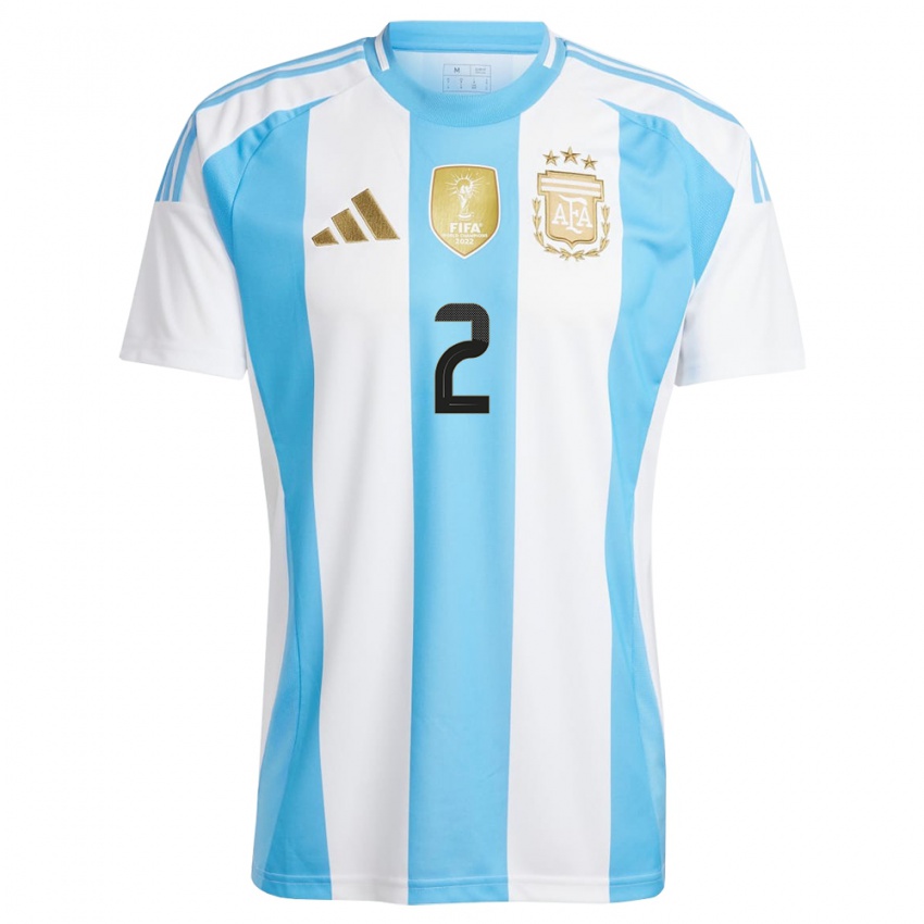 Niño Camiseta Argentina Leandro Figueredo #2 Blanco Azul 1ª Equipación 24-26 La Camisa Argentina