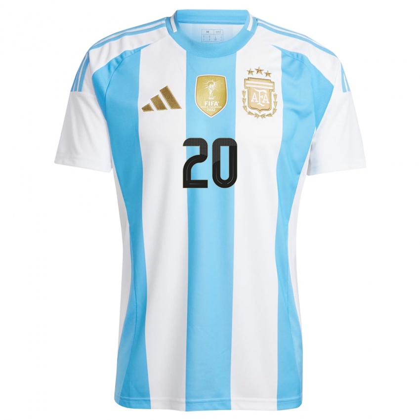 Niño Camiseta Argentina Thiago Almada #20 Blanco Azul 1ª Equipación 24-26 La Camisa Argentina